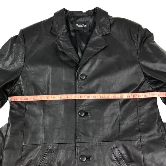 BETTINA RIZZI VTG Leather Coat Men L Black Custom Retro Grunge Goth Y2K Matrix - Picture 7 of 13